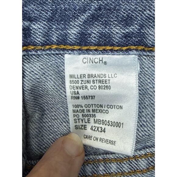 Cinch Jeans Men's Size 42 x 34 Denim 5 Pocket Western Work Jeans Distressed - Picture 8 of 15